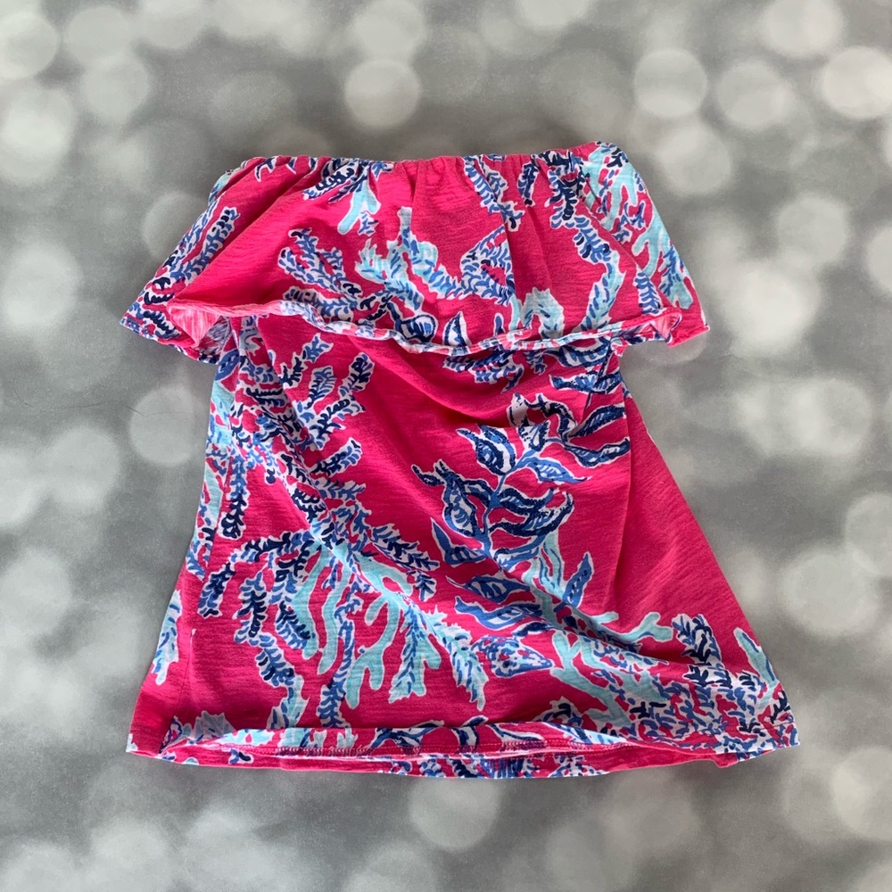 Strapless Lilly Pulitzer top Capri Pink Samba